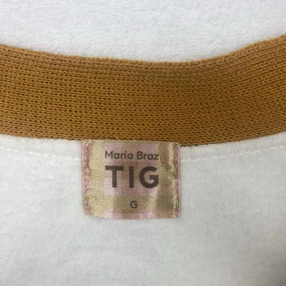 Tig x Maria Braz Cardigan Sweater Womens Large Embroidered Tiger Crest Rare - Picture 9 of 10